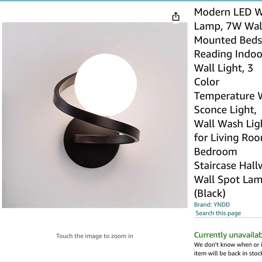 NEW MODERN LED WALL MOUNTED LIGHT SCONCE LIVING BEDRM, HALLWAY BLACK/WHITE GLOBE
